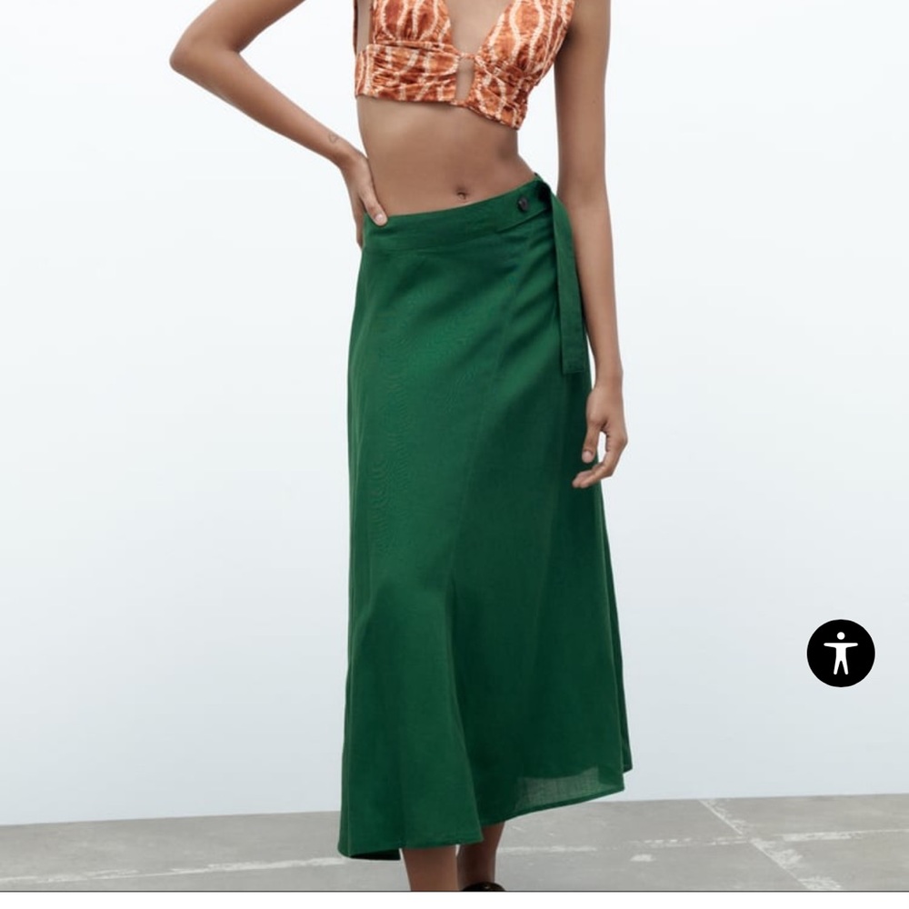 Women skirt LINEN BLEND MIDI SKIRT